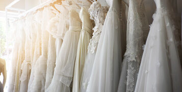 Beautiful,Bridal,Dress,On,Hangers