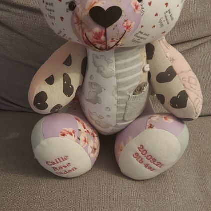 Customer image of Baby Clothing Memory Bear - Baby Girl